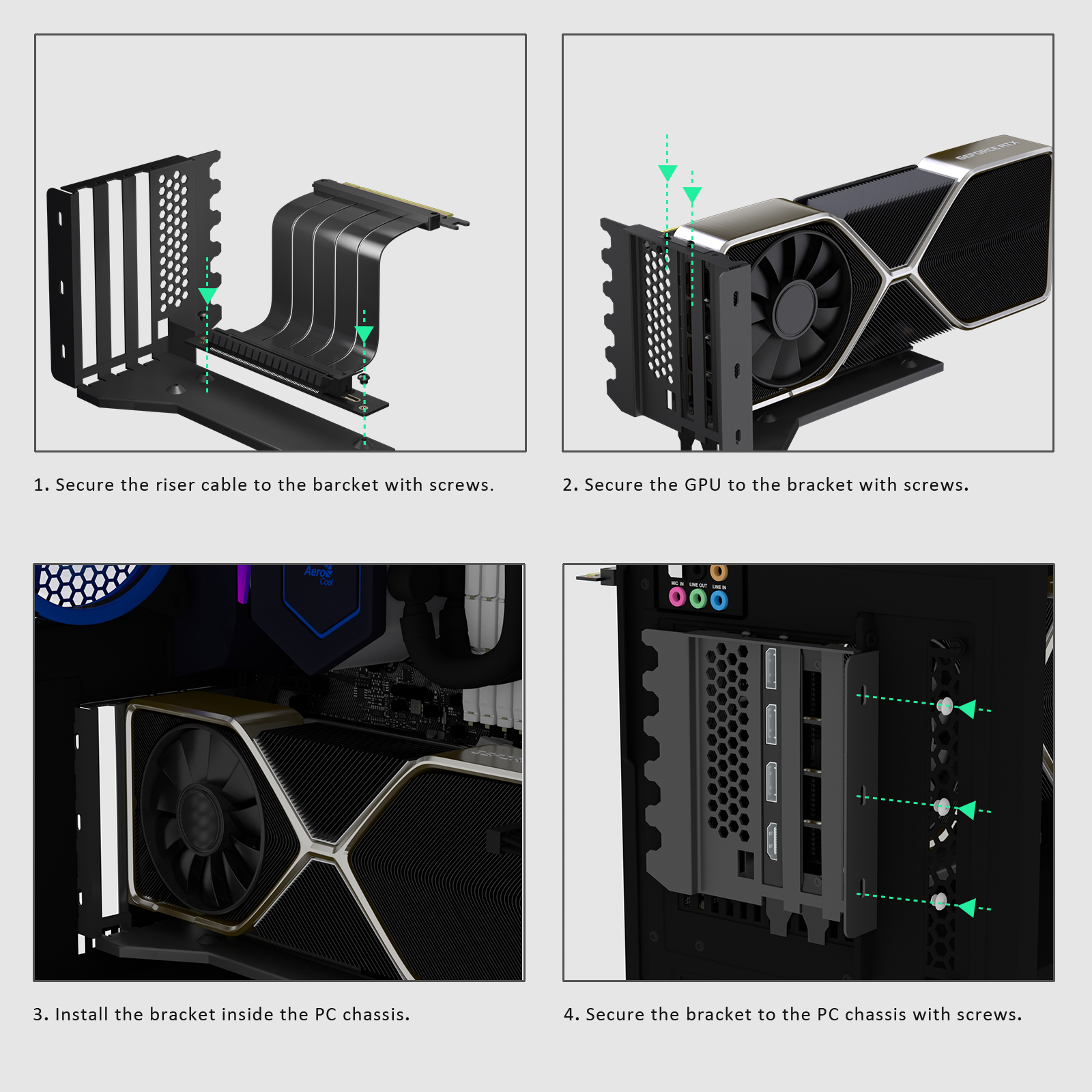 GLOTRENDS Vertical Graphics Card Support Bracket with 150mm PCIe 4.0 Riser Cable for 3-slot GPU Vertical Mount, Compatible with Compatible with RTX 40/30 Series and Radeon RX7000/RX6000 Series