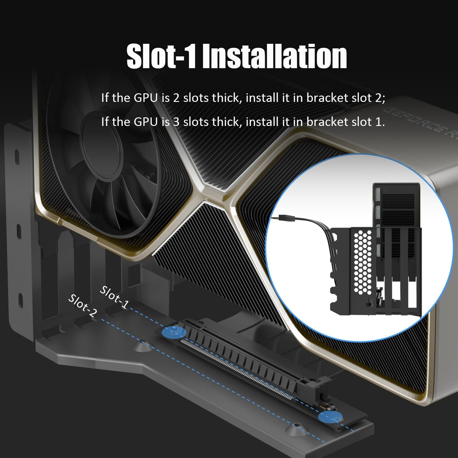 GLOTRENDS Vertical Graphics Card Support Bracket with 150mm PCIe 4.0 Riser Cable for 3-slot GPU Vertical Mount, Compatible with Compatible with RTX 40/30 Series and Radeon RX7000/RX6000 Series