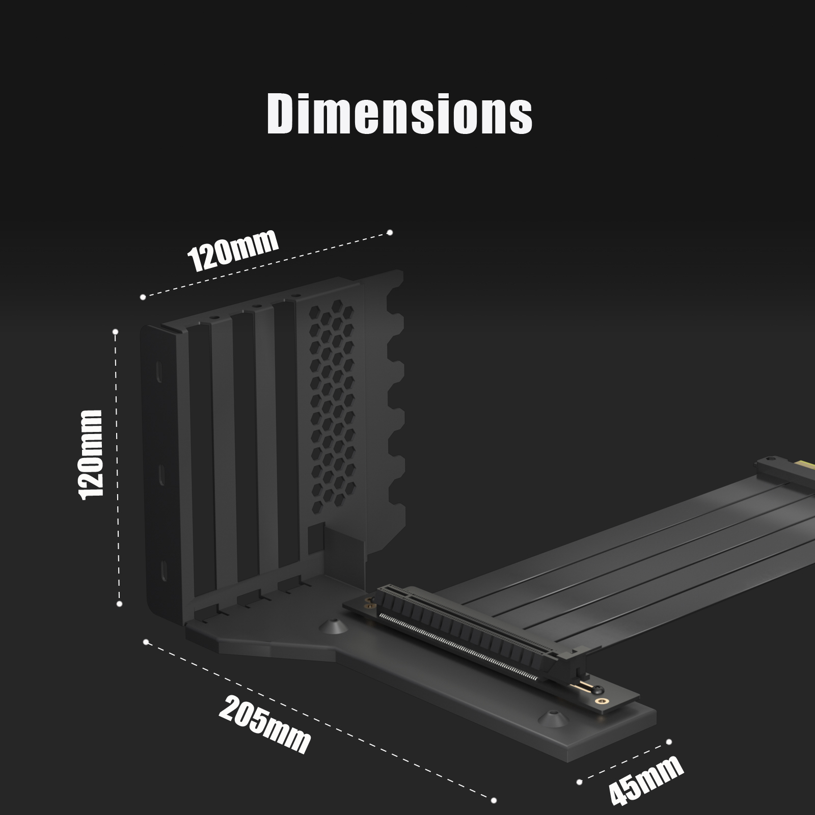 GLOTRENDS Vertical Graphics Card Support Bracket with 150mm PCIe 4.0 Riser Cable for 3-slot GPU Vertical Mount, Compatible with Compatible with RTX 40/30 Series and Radeon RX7000/RX6000 Series