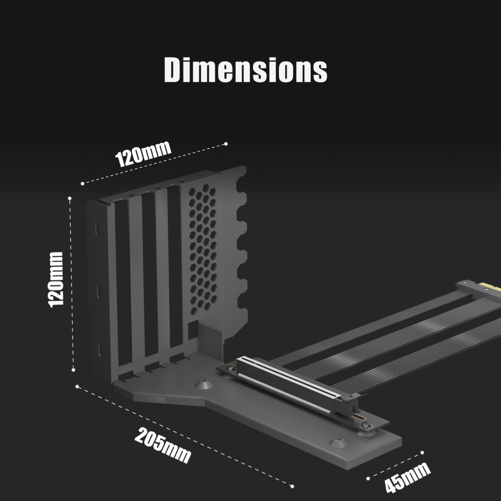 GLOTRENDS Vertical Graphics Card Support Bracket with 150mm PCIe 5.0 Riser Cable for 3-slot GPU Vertical Mount, Compatible with RTX5090 RTX4090 RX9070 RX7900