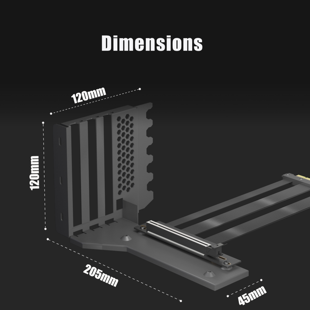 GLOTRENDS Vertical Graphics Card Support Bracket with 180mm PCIe 5.0 Riser Cable for 2-slot GPU Vertical Mount, Compatible with RTX5090 RTX4090 RX9070 RX7900