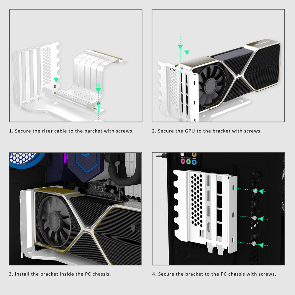 GLOTRENDS Vertical Graphics Card Support Bracket with 150mm PCIe 4.0 Riser Cable for 3-slot GPU Vertical Mount, Compatible with Compatible with RTX 40/30 Series and Radeon RX7000/RX6000 Series
