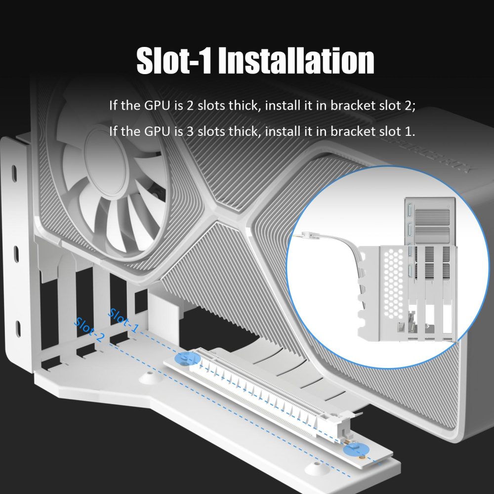 GLOTRENDS Vertical Graphics Card Support Bracket with 150mm PCIe 4.0 Riser Cable for 3-slot GPU Vertical Mount, Compatible with Compatible with RTX 40/30 Series and Radeon RX7000/RX6000 Series