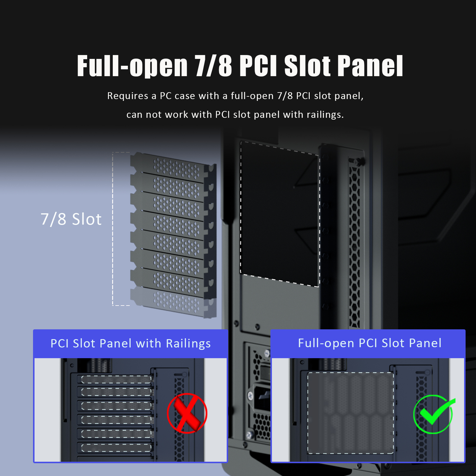 GLOTRENDS Vertical Graphics Card Support Bracket with 180mm PCIe 4.0 Riser Cable for 2-slot GPU Vertical Mount, Compatible with Compatible with RTX 40/30 Series and Radeon RX7000/RX6000 Series