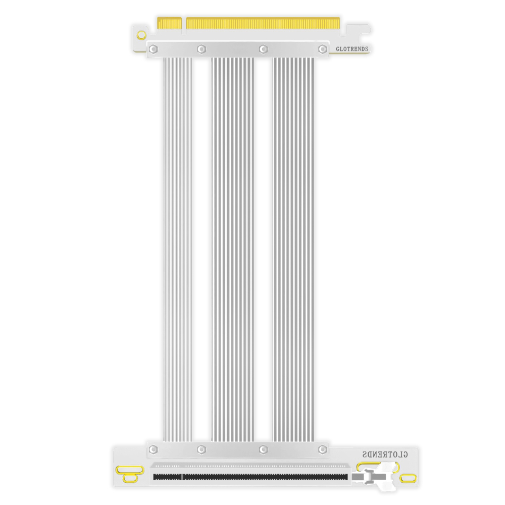 PCIe 5.0 Riser Cable ,Up to 1M Length, Right Angle, White | High-Speed for GPU, Flexible & Durable