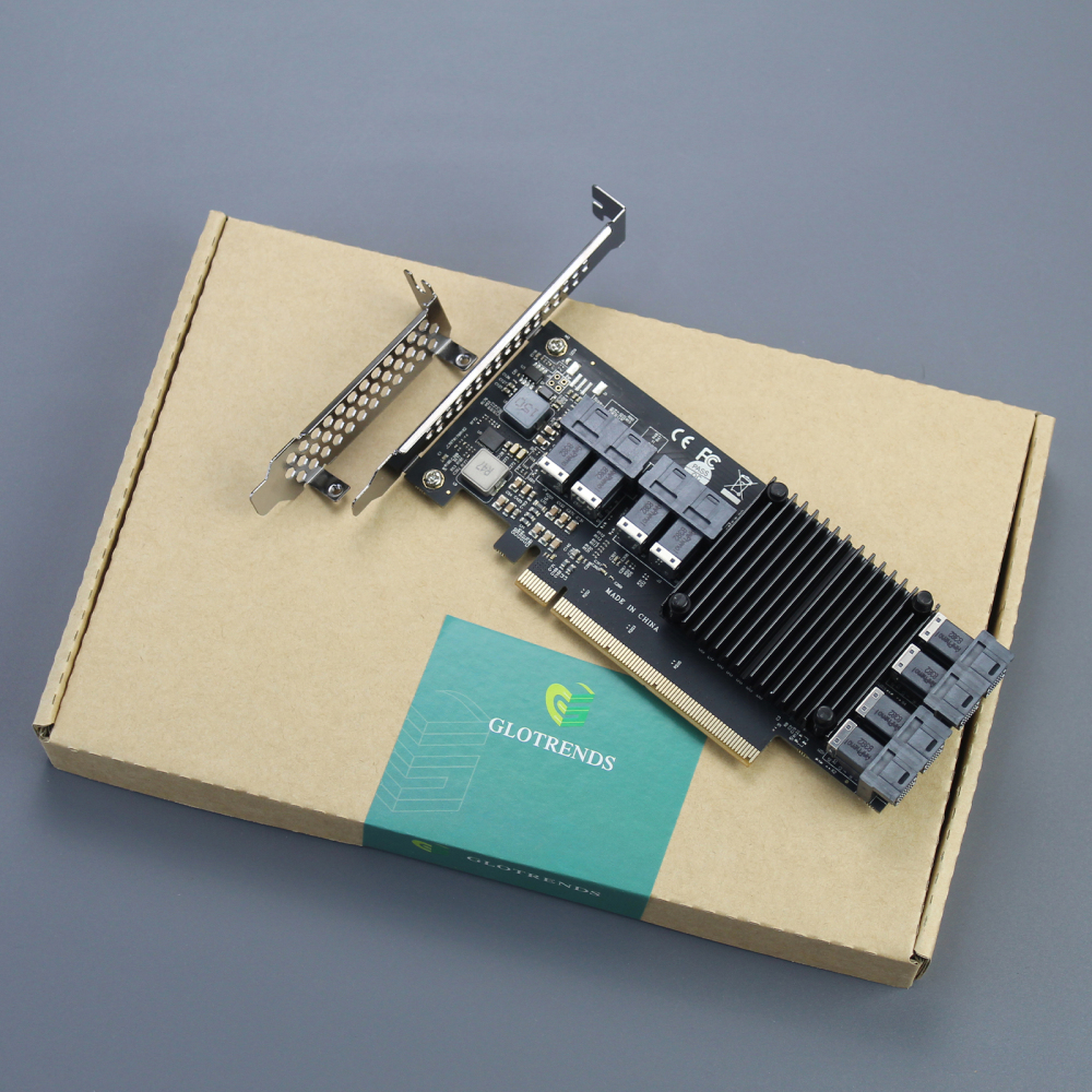 ST538 8-Port SFF-8643 to PCIE 3.0 X16 Adapter Card with PEX8749 Controller for High-Density U.2/U.3/M.2 NVMe RAID Storage Solution