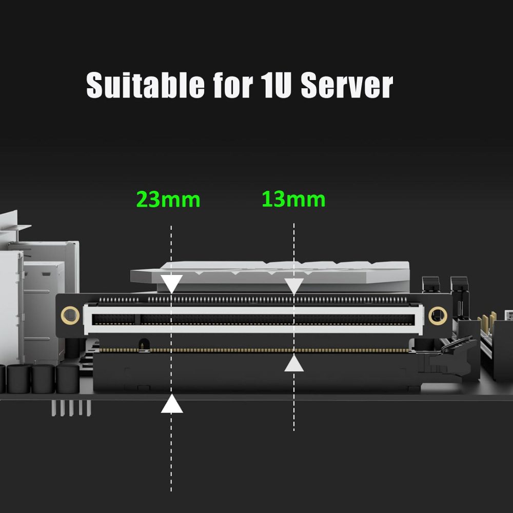 PA17 PCIe 5.0 X16 Riser Adapter Card, Left Angle and Low-Profile for 1U/2U Server Installation