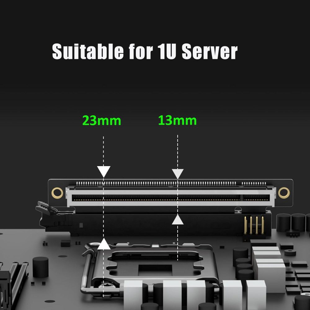 PA17 PCIe 5.0 X16 Riser Adapter Card, Right Angle and Low-Profile for 1U/2U Server Installation