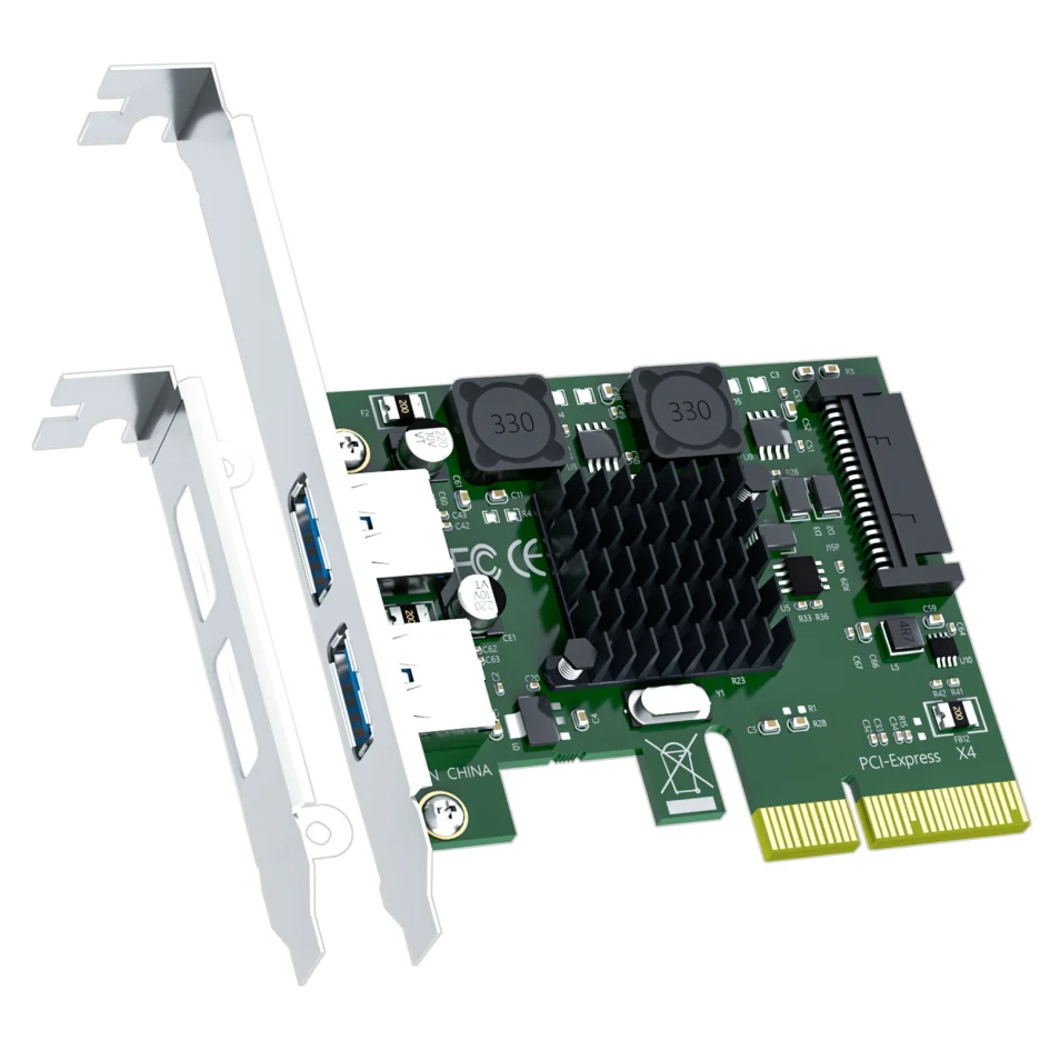 USB PCIe-kaart, PCI E Naar USB C-uitbreidingskaart, 2 Poorten PCI