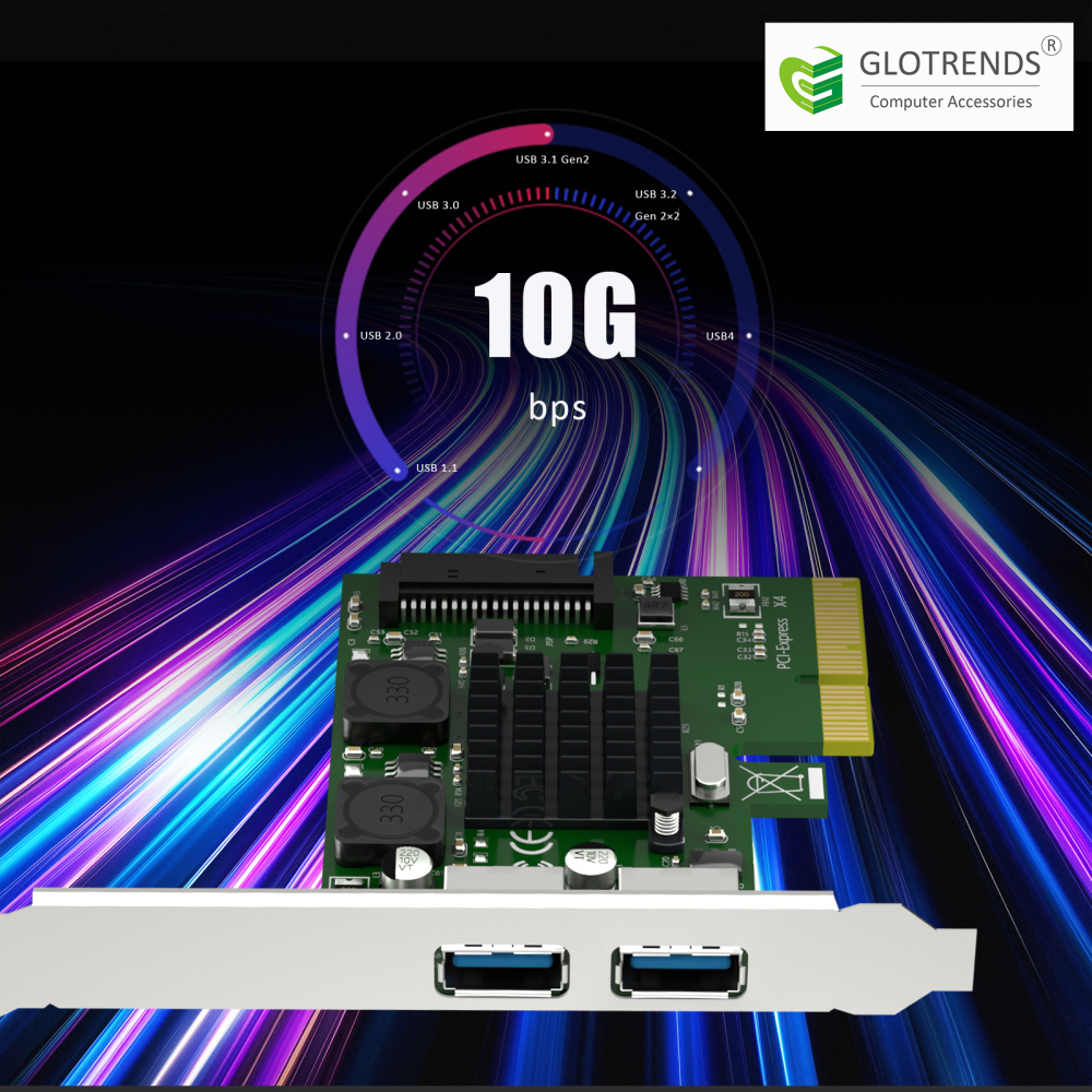 U3142A 2-port 10Gb USB 3.1 Gen2 Type-A to PCIE X4 Expansion Card with ASM 3142 Chip, Regular and Low-profible Bracket