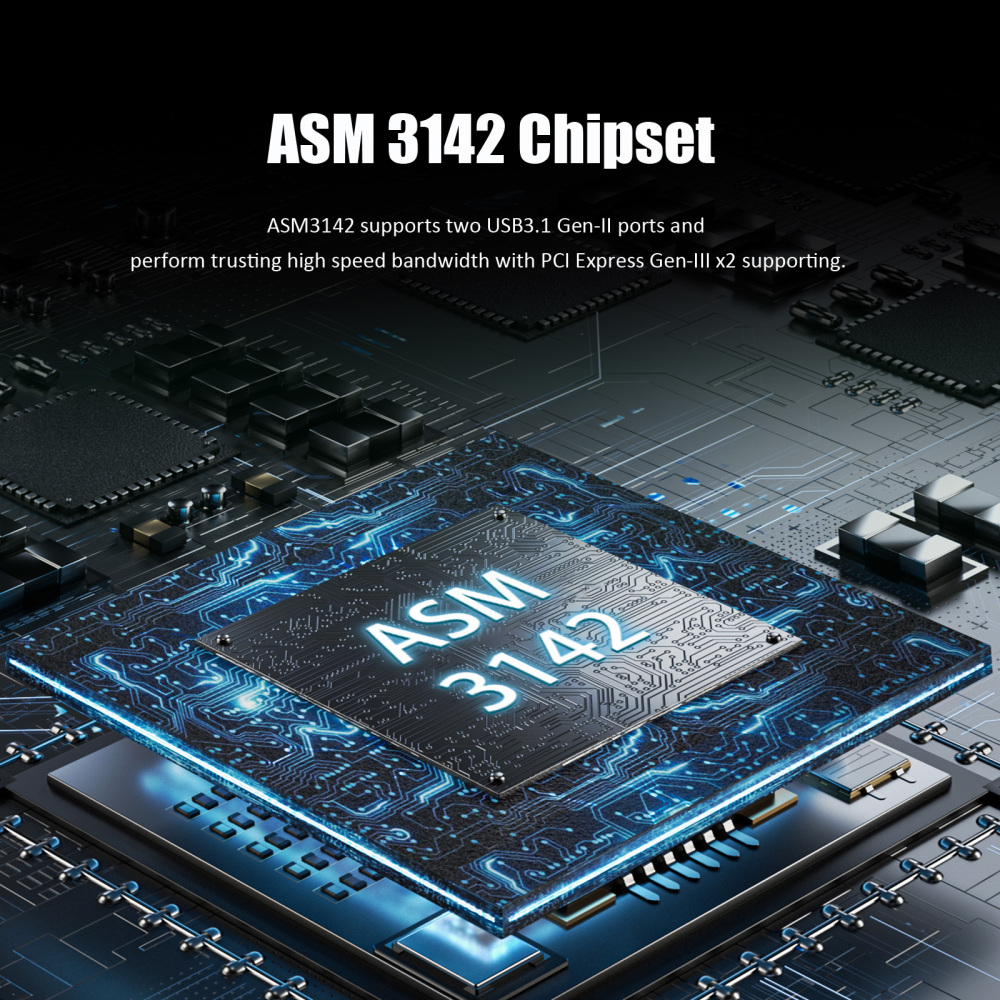 U3142C 2-port 10Gb USB 3.1 Gen2 Type-C to PCIE X4 Expansion Card with ASM 3142 Chip, Regular and Low-profible Bracket