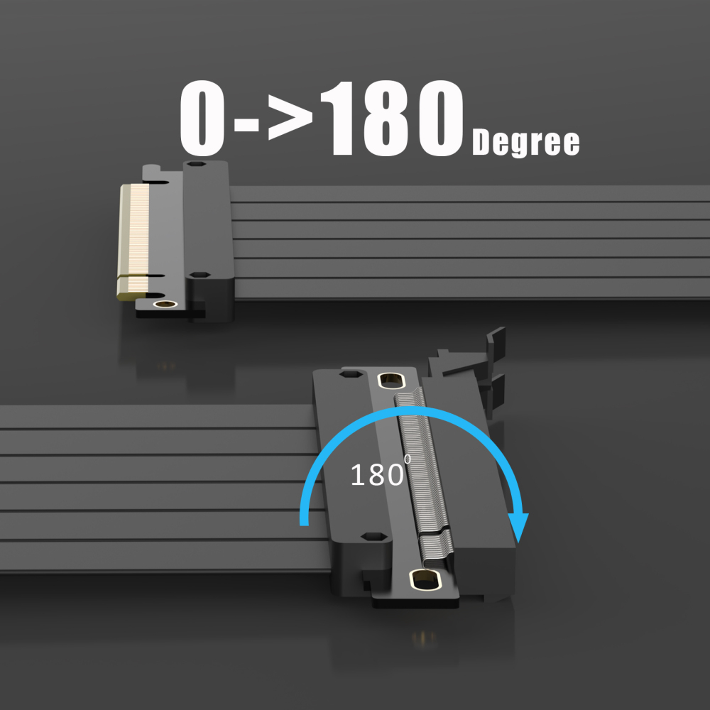 PCIe 3.0 X16 Riser Cable (Straight Angle) for PCIe 3.0 GPUs, Such as GeForce RTX 20/GTX 16/GTX 10 Series and AMD Radeon RX5000/VII/RX Vega/R9 Fury Series, etc