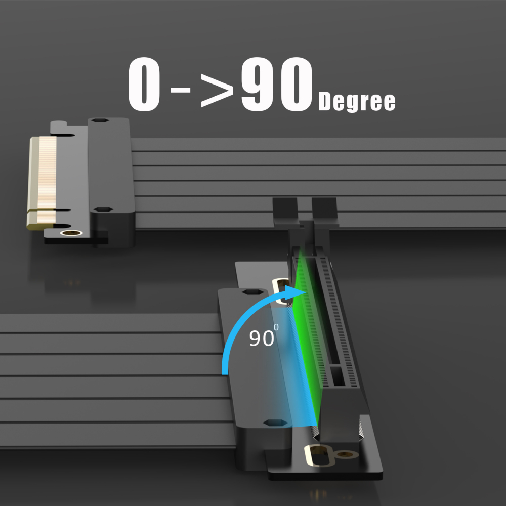PCIe 3.0 X16 Riser Cable for PCIe 3.0 GPUs, Such as GeForce RTX 20/GTX 16/GTX 10 Series and AMD Radeon RX5000/VII/RX Vega/R9 Fury Series, etc
