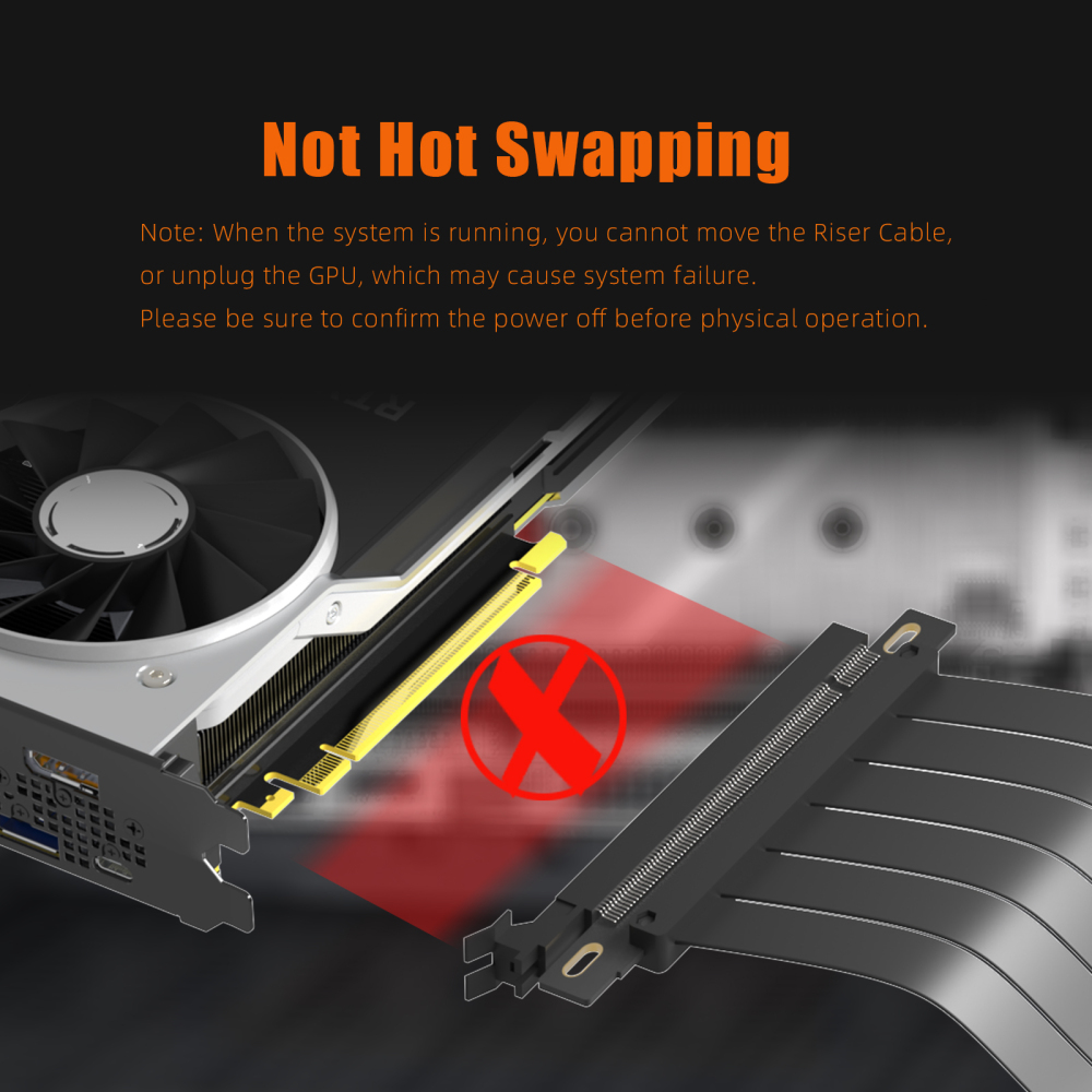 PCIe 3.0 X16 Riser Cable (Straight Angle) for PCIe 3.0 GPUs, Such as GeForce RTX 20/GTX 16/GTX 10 Series and AMD Radeon RX5000/VII/RX Vega/R9 Fury Series, etc