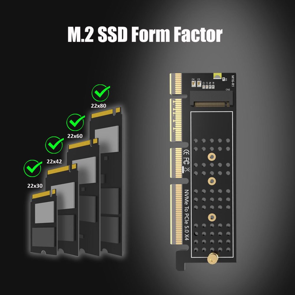 PA19-1U M.2 NVMe Adapter to PCIe 5.0 X4 for 1U PC Server Installation - No Bracket Included