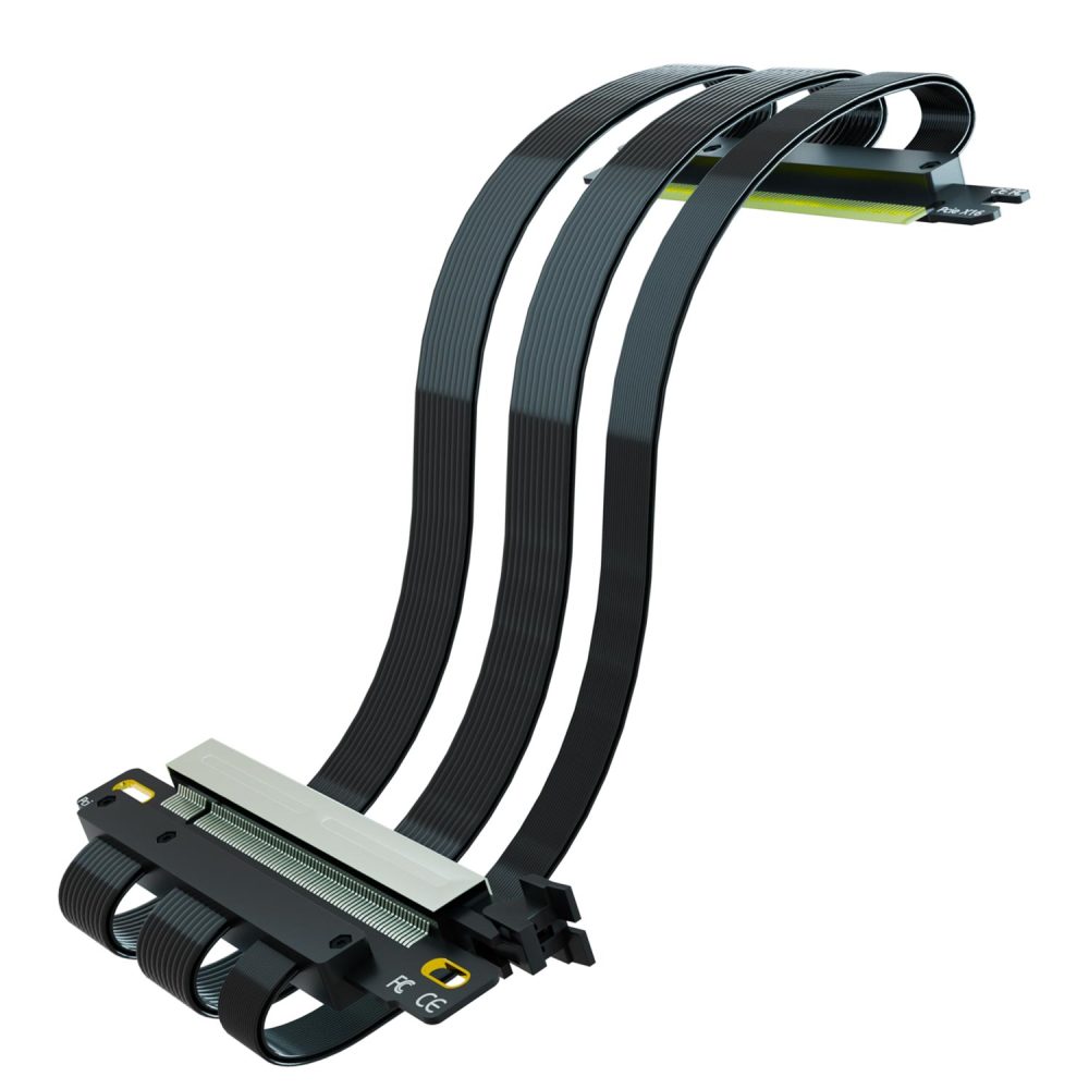 Dual Reverse 185mm PCIe 5.0 X16 Riser Cable for GPU Installation in ITX PC Case, Support GeForce RTX 50 Series and AMD Radeon RX9000 Series
