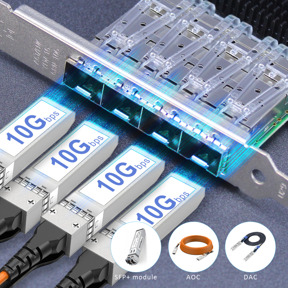 ST7322 4-Port 10Gb SFP+ Network Card with Broadcom BCM57840 Controller, PCIe 3.0 X8 Interface