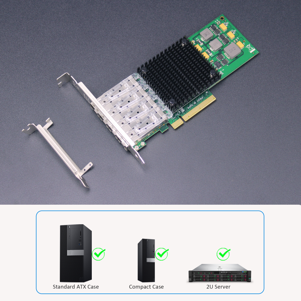 ST7322 4-Port 10Gb SFP+ Network Card with Broadcom BCM57840 Controller, PCIe 3.0 X8 Interface