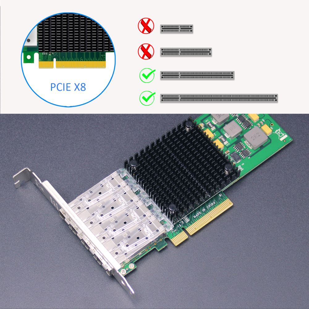 ST7322 4-Port 10Gb SFP+ Network Card with Broadcom BCM57840 Controller, PCIe 3.0 X8 Interface