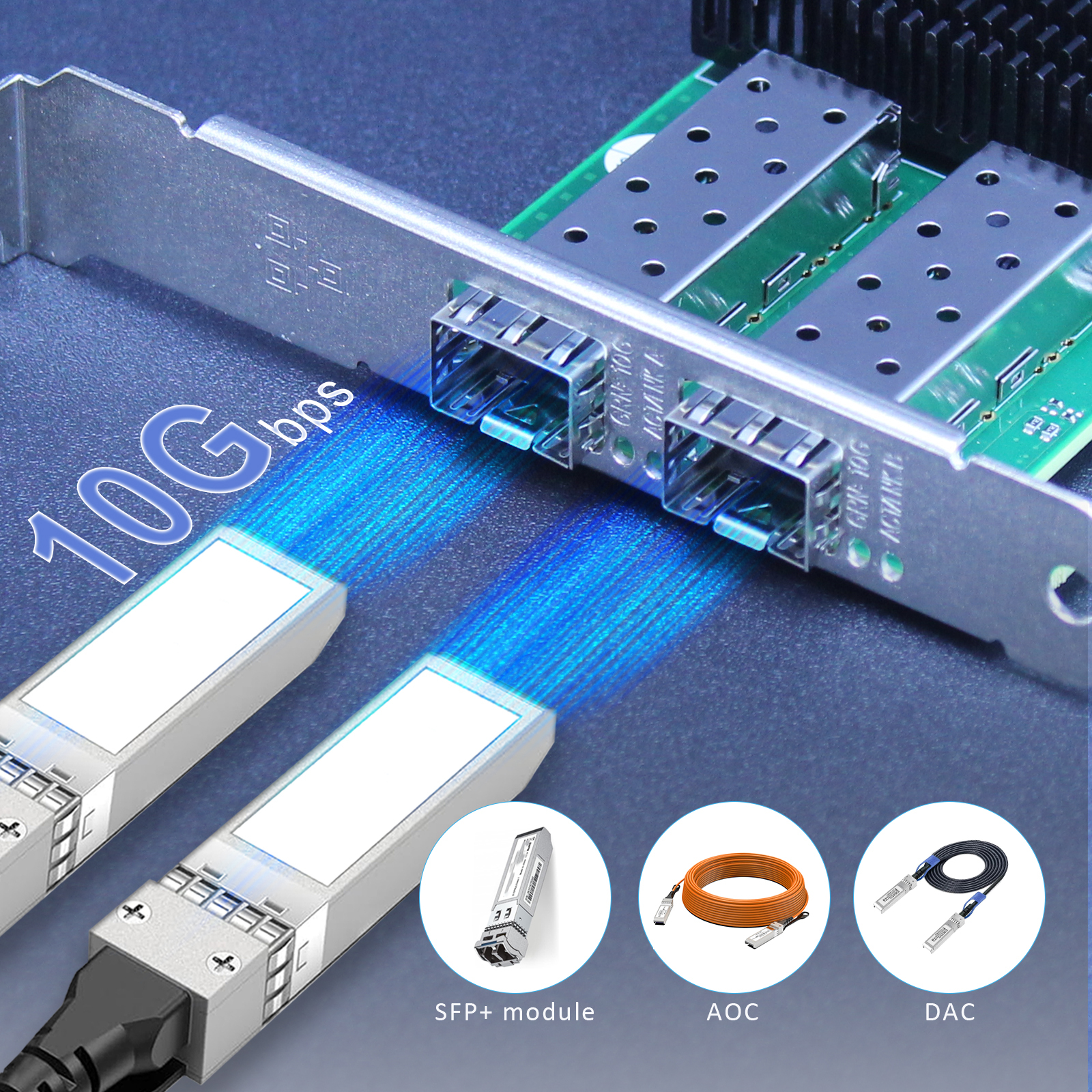 ST7442 2-Port 10Gb SFP+ Network Card with Broadcom BCM57412 Controller, PCIe 3.0 X8 Interface, Support RDMA (RoCE v1/v2), Not Infiniband RDMA