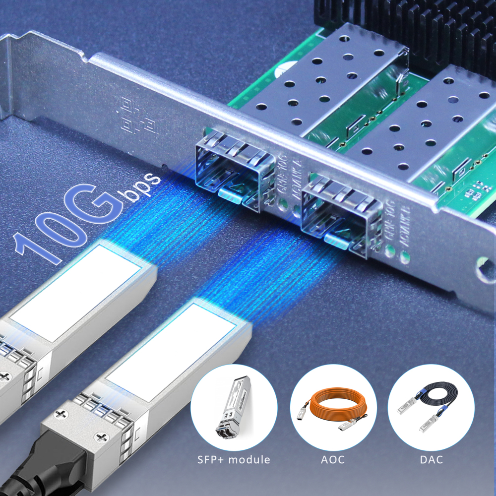 ST7442 2-Port 10Gb SFP+ Network Card with Broadcom BCM57412 Controller, PCIe 3.0 X8 Interface, Support RDMA (RoCE v1/v2), Not Infiniband RDMA
