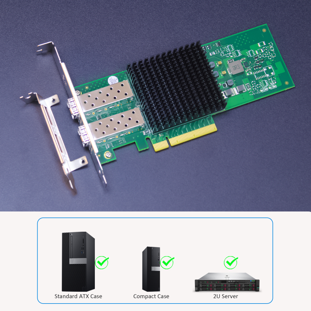ST7443 2-Port 25Gb SFP28 Network Card with Broadcom BCM57414 Controller, PCIe 3.0 X8 Interface, Support RDMA (RoCE v1/v2), Not Infiniband RDMA