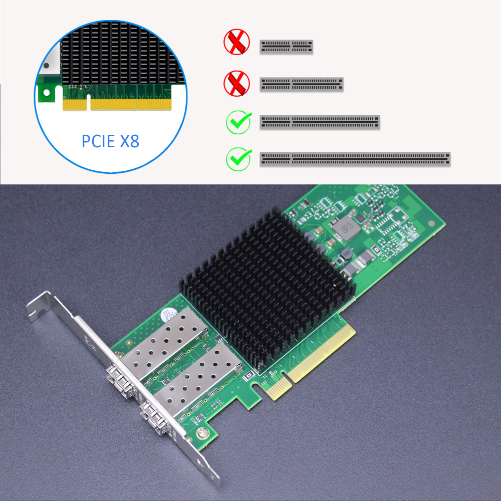 ST7477 2-Port 10Gb SFP+ Network Card with Broadcom BCM57302 Controller, PCIe 3.0 X8 Interface
