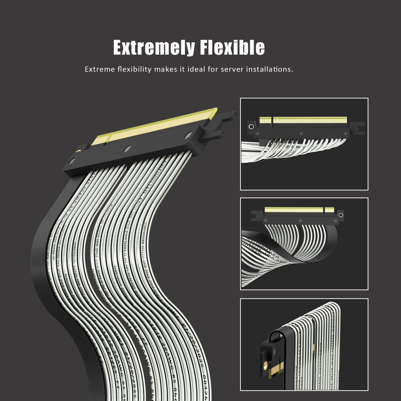 PCIe 5.0 X16 Riser Cable for GPU Server,Industrial-Grade Performance, Straight Angle