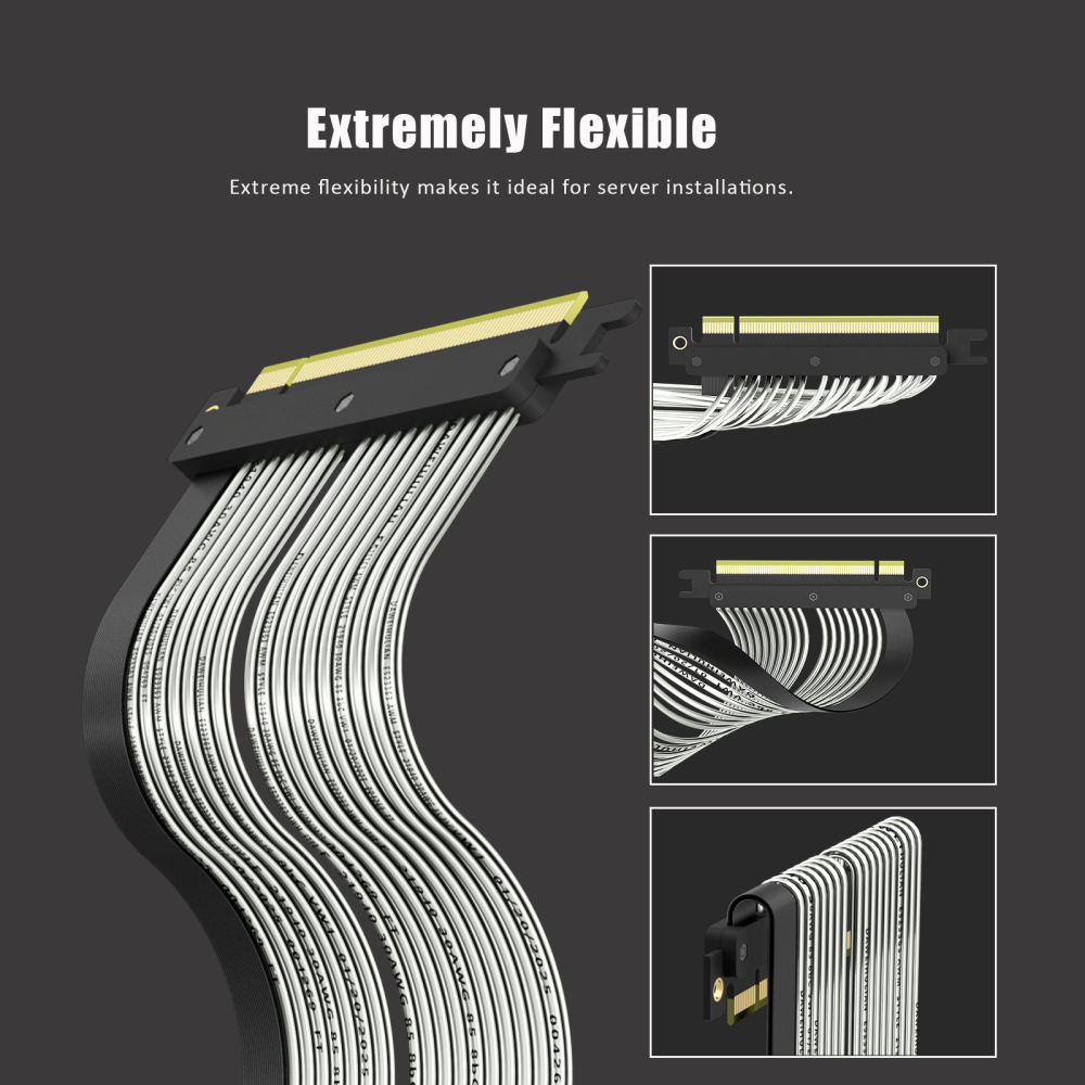 PCIe 5.0 X16 Riser Cable for GPU Server,Industrial-Grade Performance, Straight Angle
