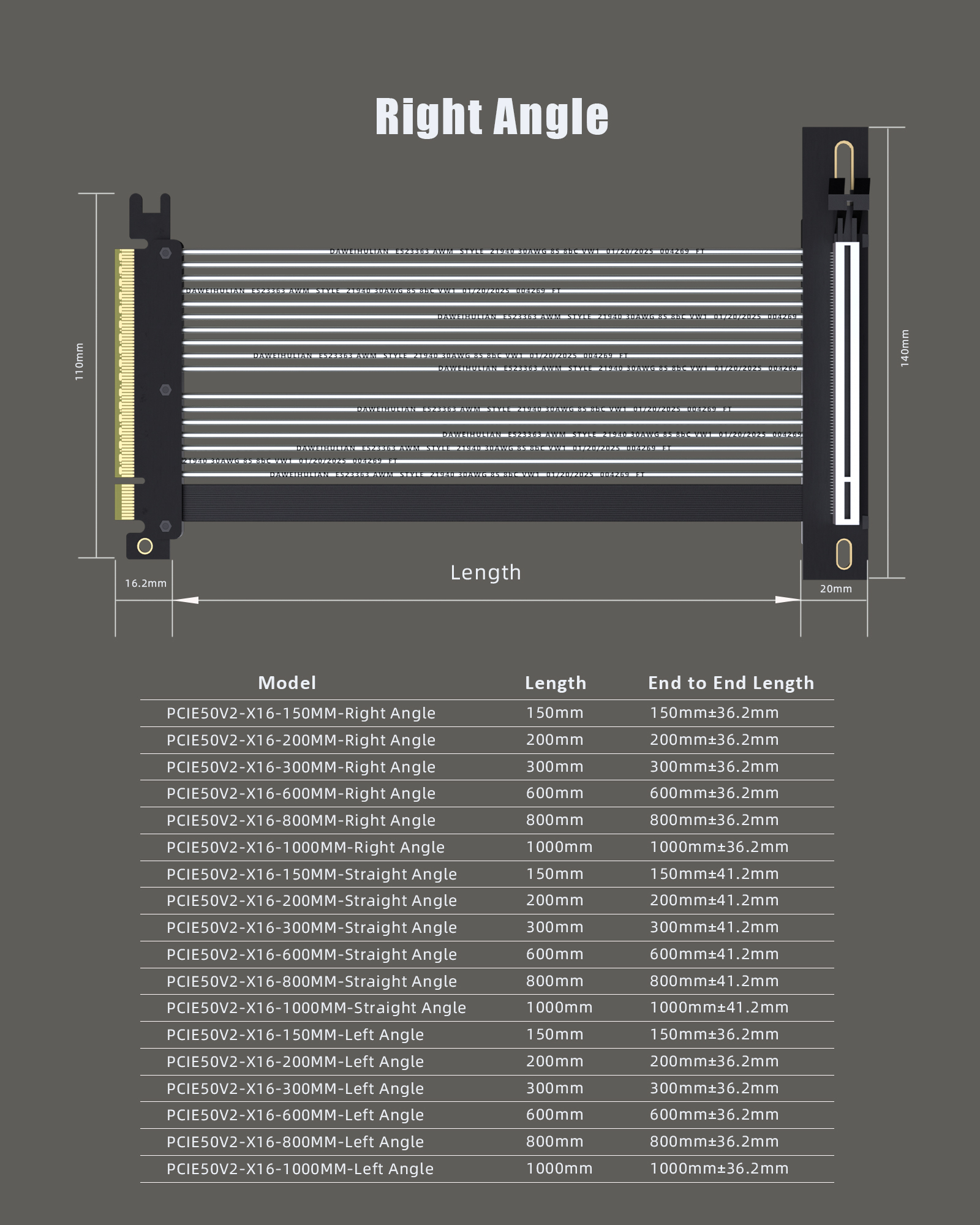 PCIe 5.0 X16 Riser Cable for GPU Server,Industrial-Grade Performance, Right Angle
