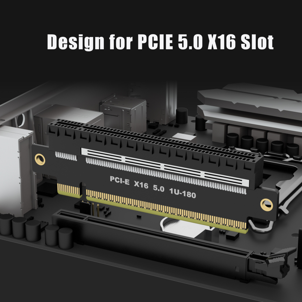 PCIe 5.0 X16 Riser Card, Straight Angle, Low-Profile for 1U Server Installation