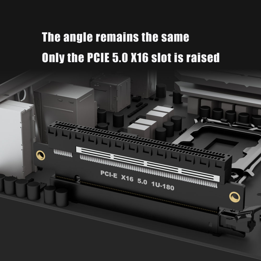 PCIe 5.0 X16 Riser Card, Straight Angle, Low-Profile for 1U Server Installation