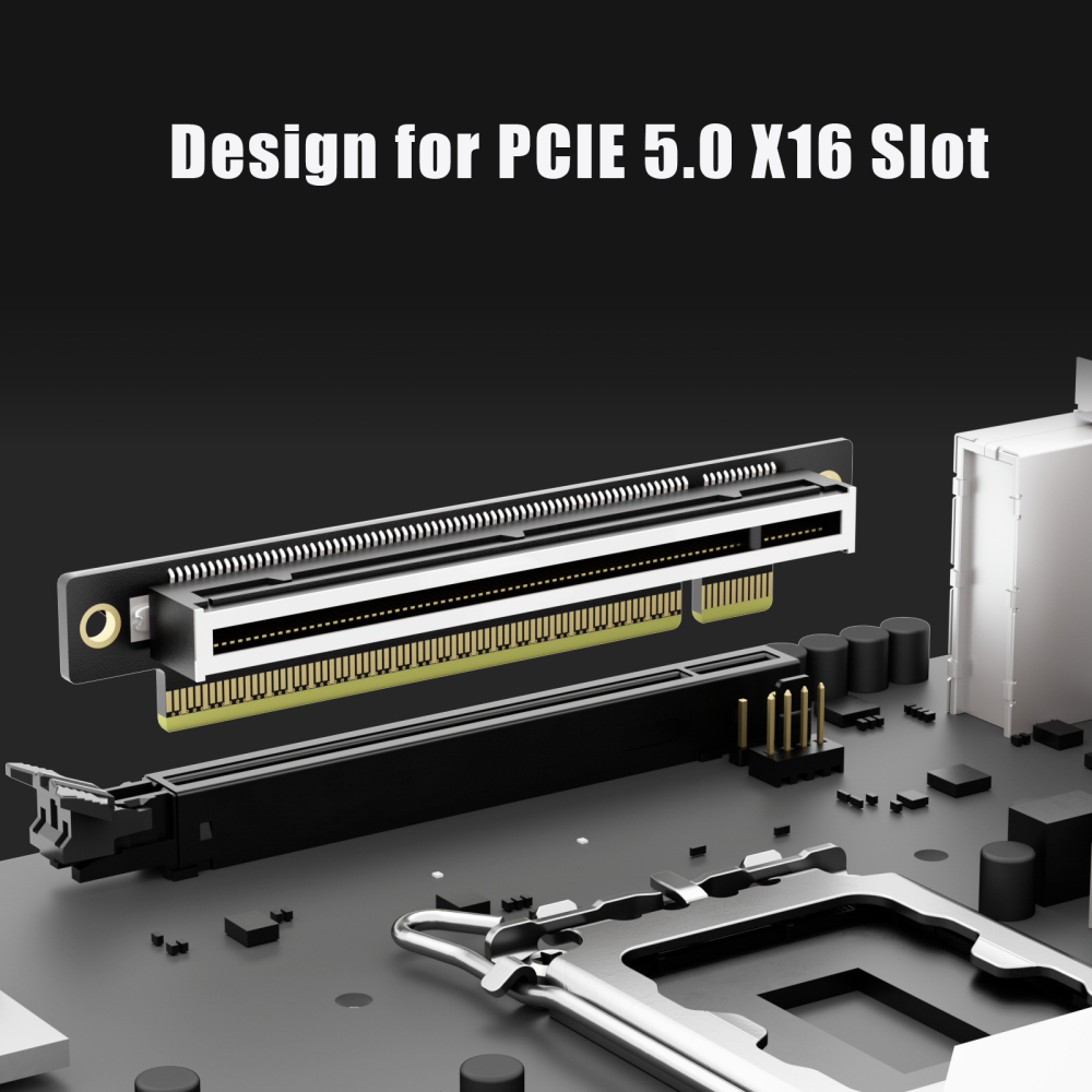 PCIe 5.0 X16 Riser Card, Right Angle, Low-Profile for 1U Server Installation
