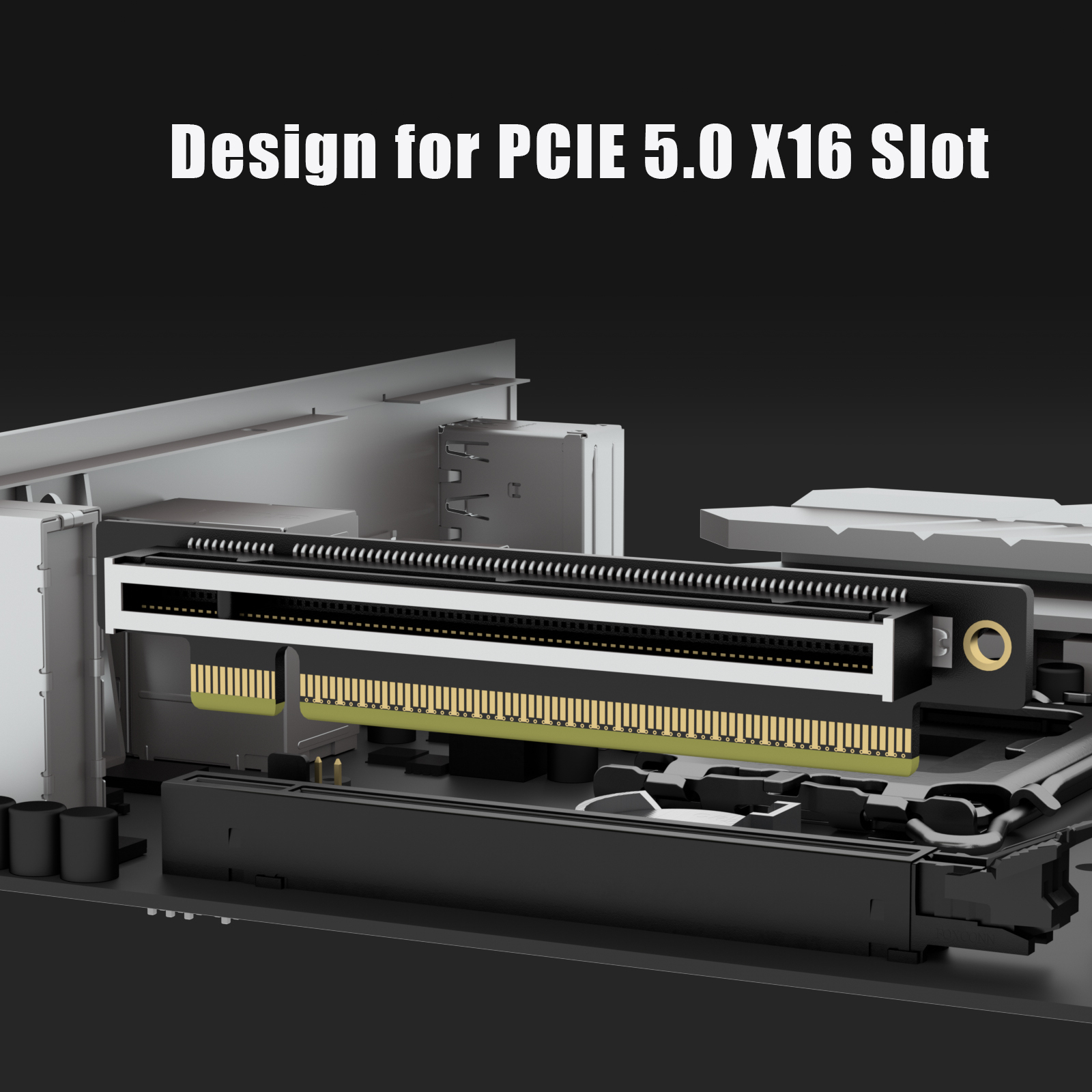 PCIe 5.0 X16 Riser Card, Left Angle, Low-Profile for 1U Server Installation