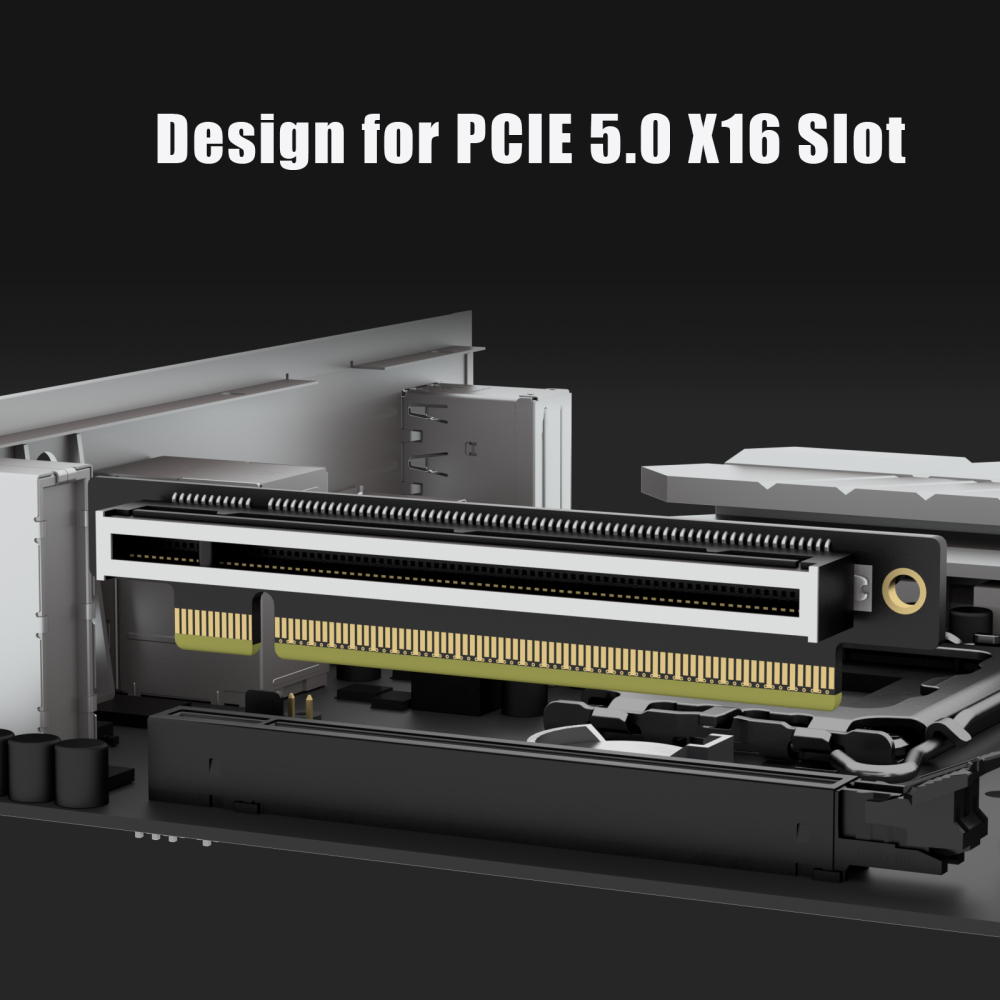 PCIe 5.0 X16 Riser Card, Left Angle, Low-Profile for 1U Server Installation