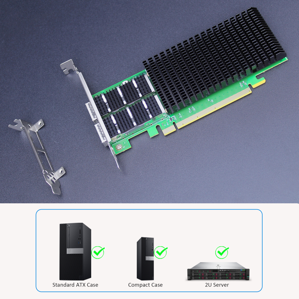 ST7438 2-Port 200Gb QSFP56 Server Network Card with Mellanox ConnectX-6 EN Controller, RDMA over Converged Ethernet