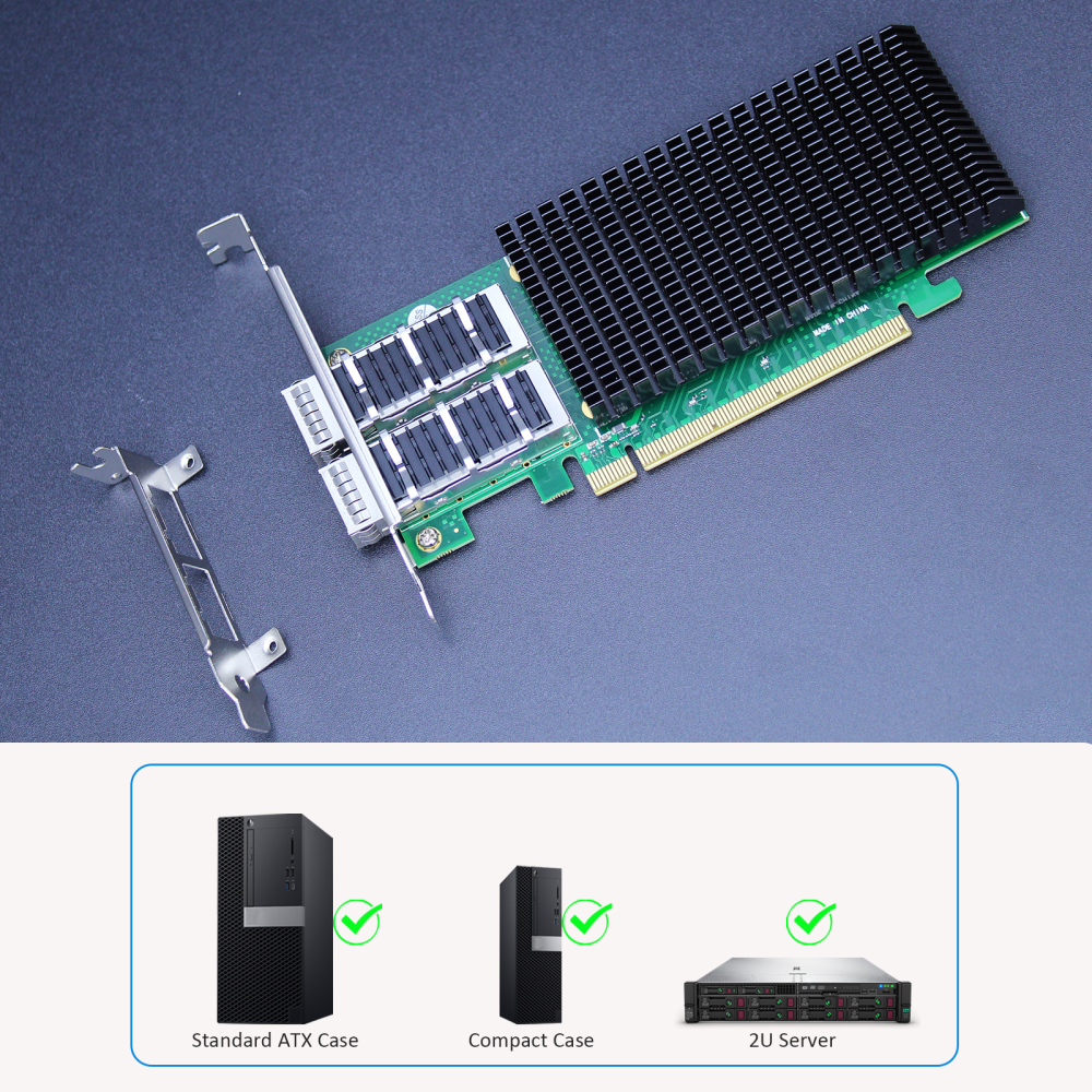 ST7339 2-Port 100G QSFP28 Ethernet Network Card with Intel E810-CAM2 Controller, PCIE 4.0 X16 Interface