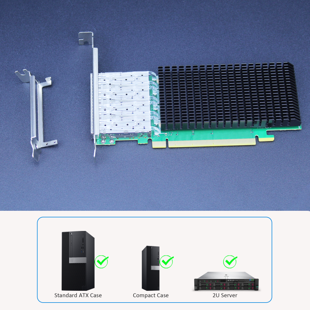 ST7342 4-Port 25G SFP28 Ethernet Network Card with Intel E810-CAM1 Controller, PCIE 4.0 X16 Interface