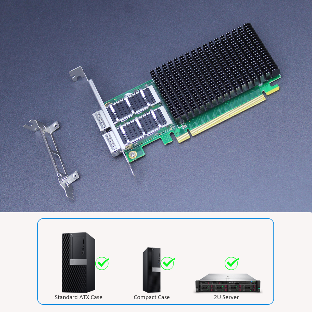 ST7338 2-Port 100Gb QSFP28 Server Network Card with Mellanox ConnectX-5 Controller, RDMA Over Converged Ethernet (RoCE)