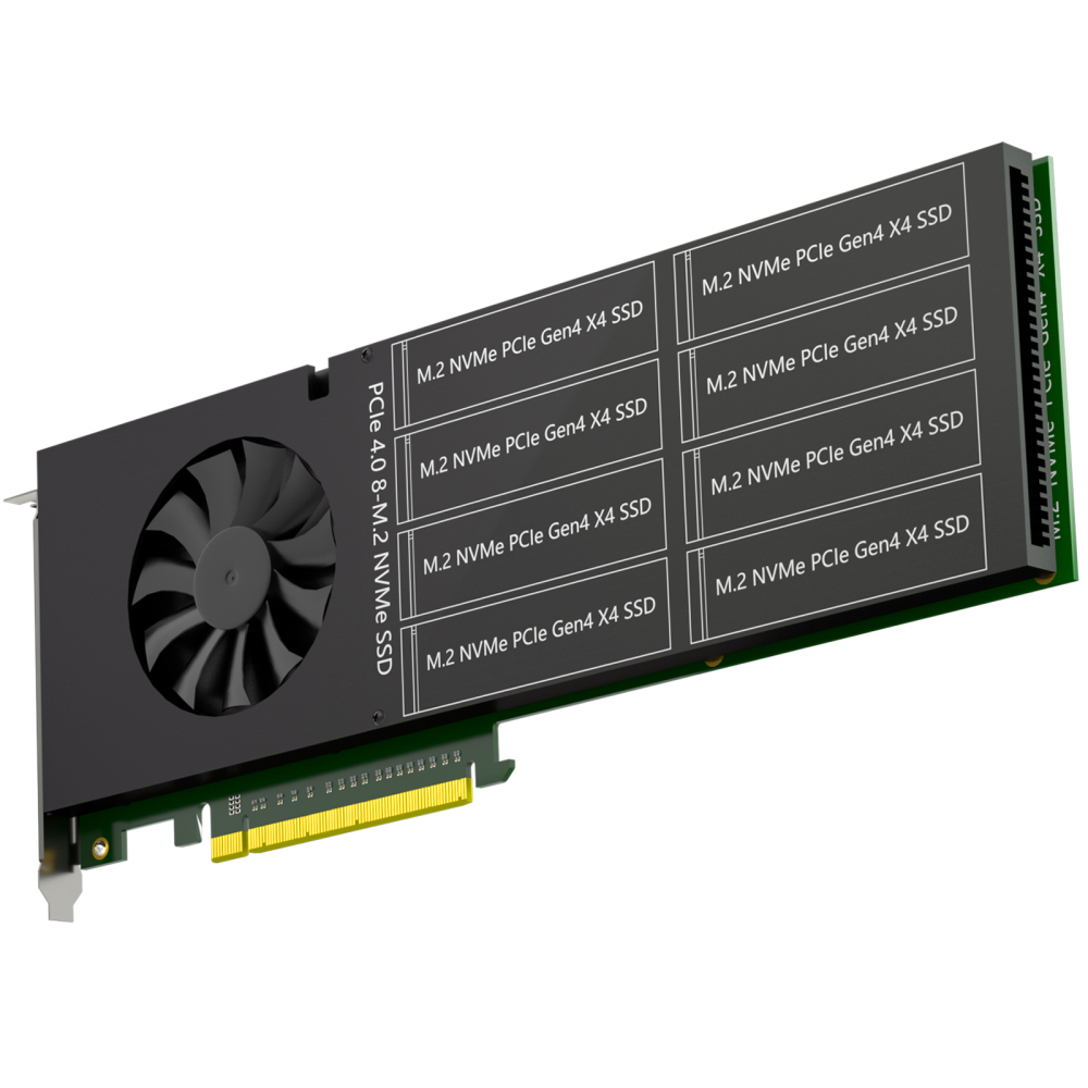 ST558 8-Port M.2 NVMe to PCIE 4.0 X16 Adapter Card with PEX88048 Controller (PCIE 4.0 Switch 50 Lanes), Compatible with Windows/Mac OS/Linux