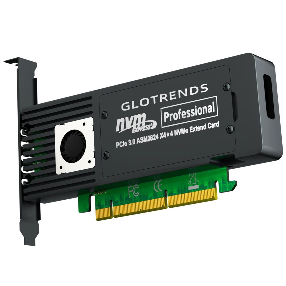 ST560 Quad M.2 NVMe to PCIE 3.0 X8 Adapter Card with ASM2824 Controller, Support PCIe Bifurcation Function, Compatible with Windows/Mac OS/Linux