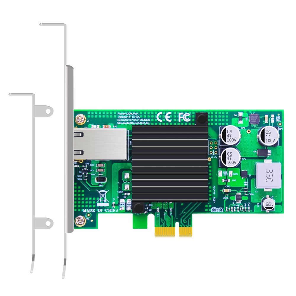 ST7225 PoE+ Network Card with AVB/TSN Function, Gigabit Ethernet RJ45 LAN Port, PCIE 2.1 X1 Interface