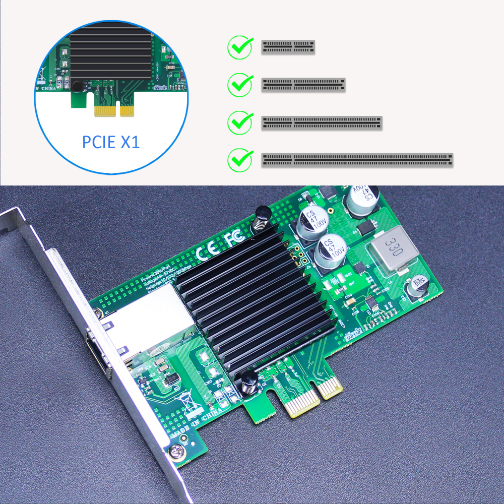 ST7225 PoE+ Network Card with AVB/TSN Function, Gigabit Ethernet RJ45 LAN Port, PCIE 2.1 X1 Interface
