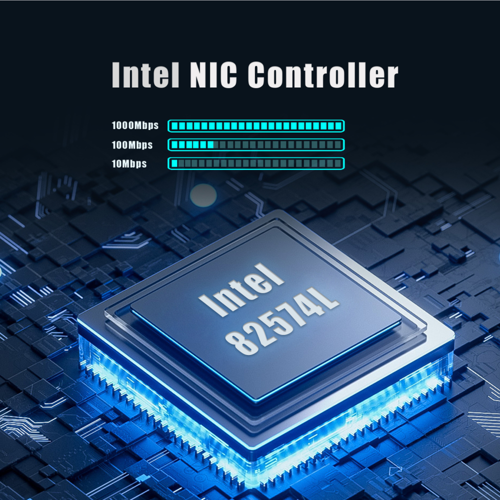 ST7474 PoE+ Network Card, 10/100/1000Mbps Gigabit Ethernet RJ45 LAN Port, PCIE 1.1 X1 Interface