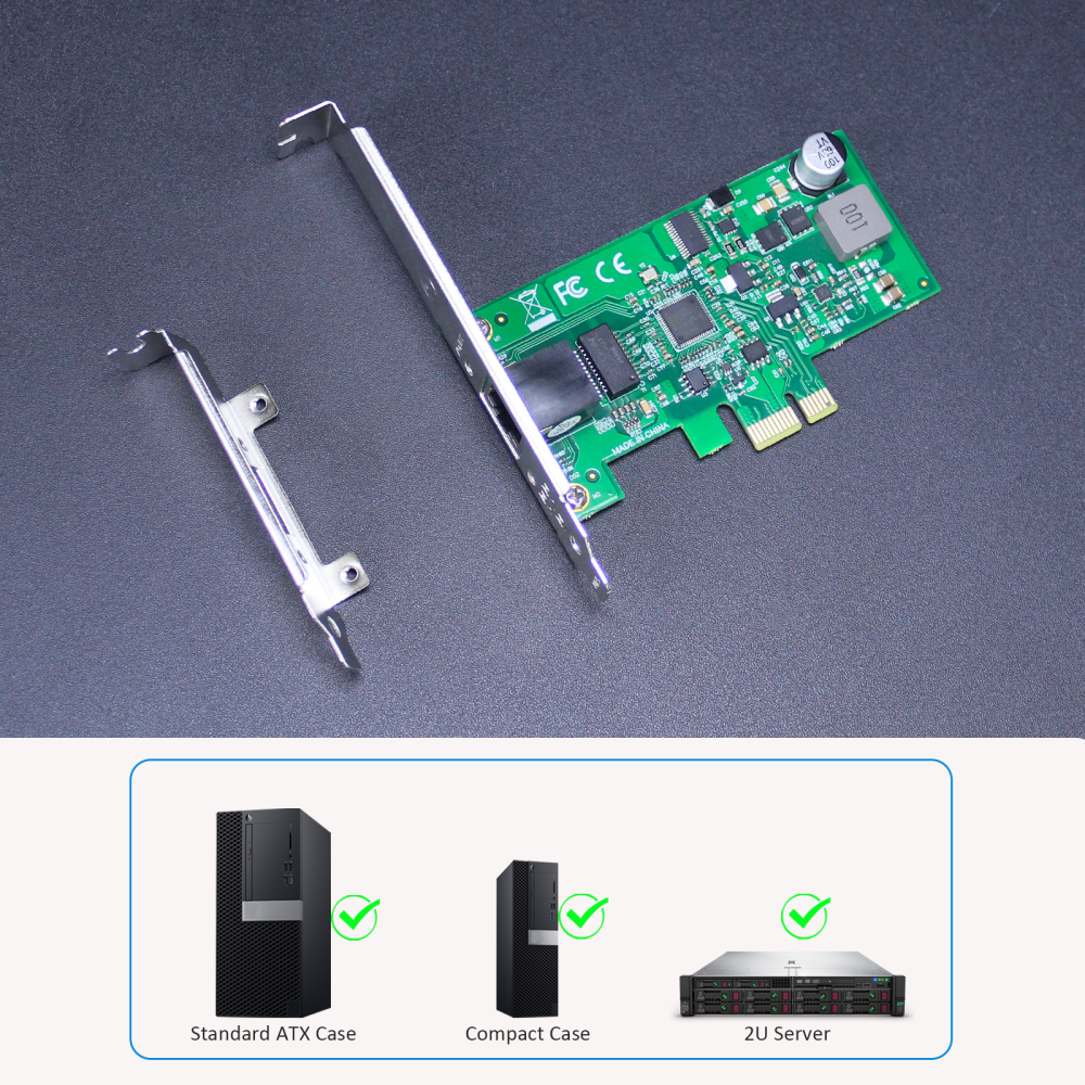 ST7474 PoE+ Network Card, 10/100/1000Mbps Gigabit Ethernet RJ45 LAN Port, PCIE 1.1 X1 Interface