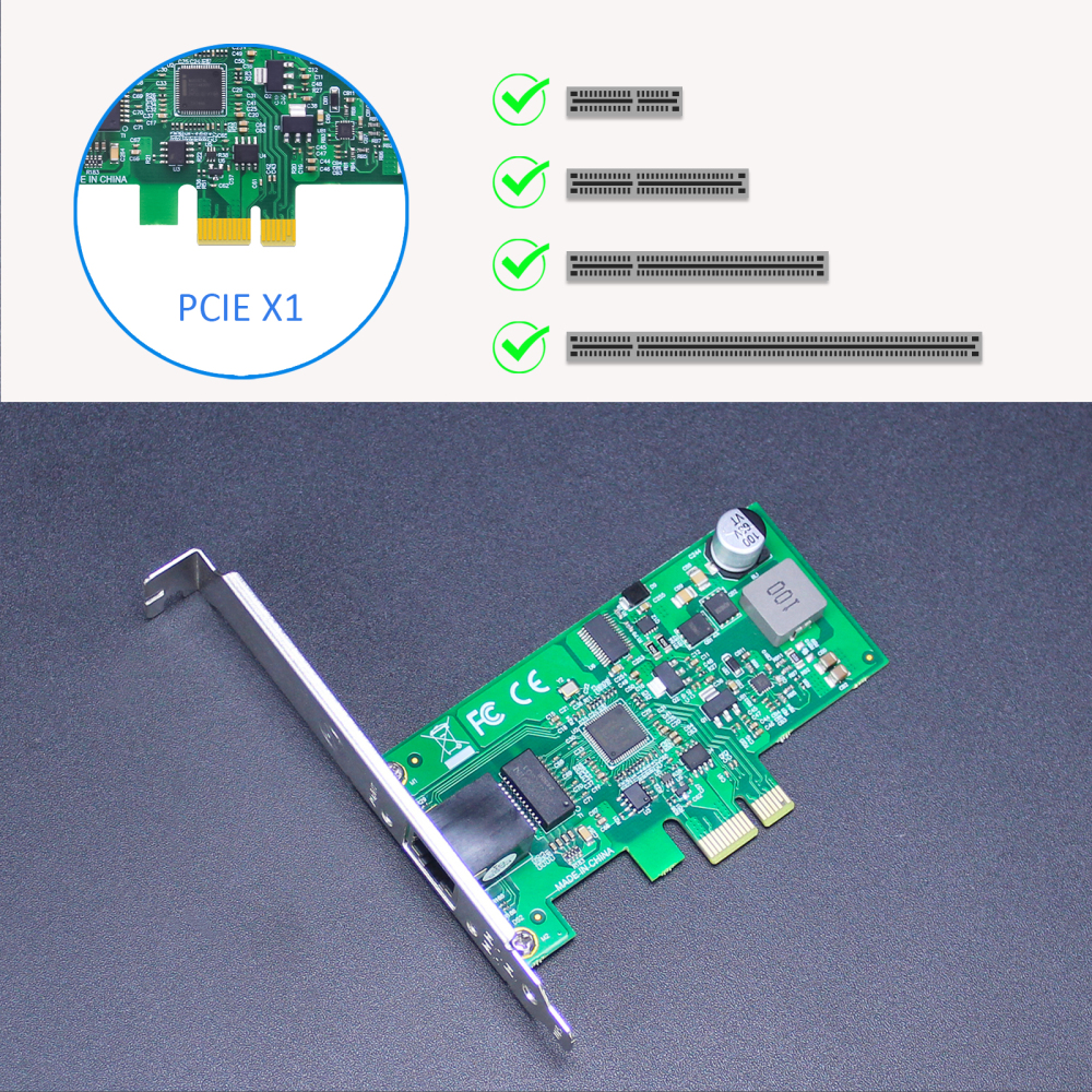 ST7474 PoE+ Network Card, 10/100/1000Mbps Gigabit Ethernet RJ45 LAN Port, PCIE 1.1 X1 Interface