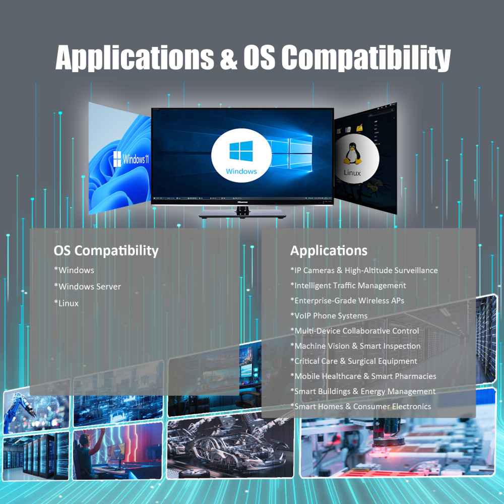 ST7474 PoE+ Network Card, 10/100/1000Mbps Gigabit Ethernet RJ45 LAN Port, PCIE 1.1 X1 Interface