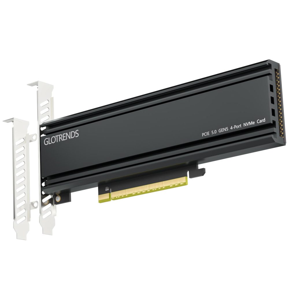 PA54L Quad M.2 NVMe to PCIe 5.0 X16 Adapter, Up to 512 Gbps for AMD and Intel Platform RAID Function, Regular and Low-Profile Bracket (PCIe Bifurcation Motherboard is Required)