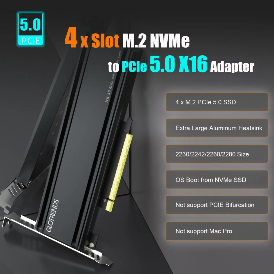 GLOTRENDS PA21 2 porte Adattatore M.2 NVMe a PCIe 4.0 X8 senza funzione