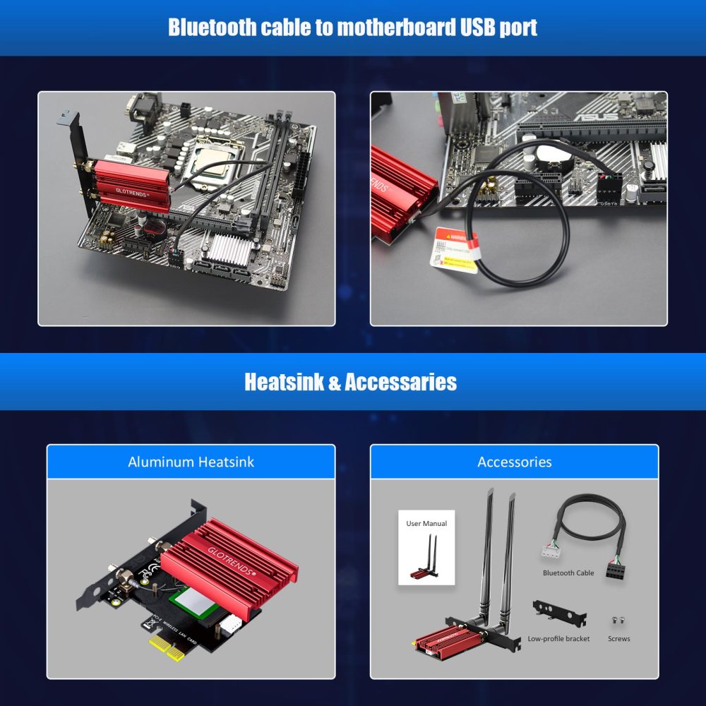 BE11000 WiFi 7 PCIe WiFi Card for Desktop PC with QCNCM865 Controller, Bluetooth 5.4, Supports AMD/Intel Motherboard